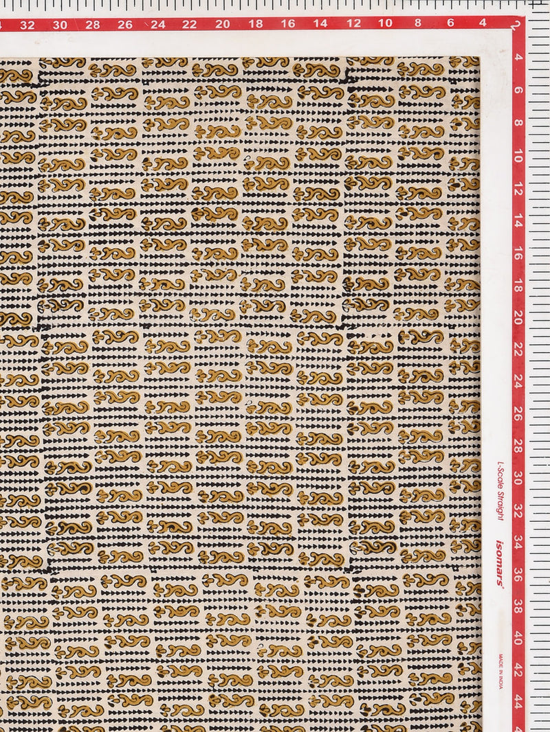 Yellow - Natural Dyed Cotton Hand Block Bagru Print Fabric 06