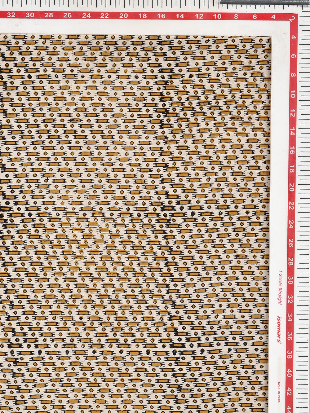 Bagru Natural Colour Yellow Bamboo Detail Print Cotton Cambric Fabric