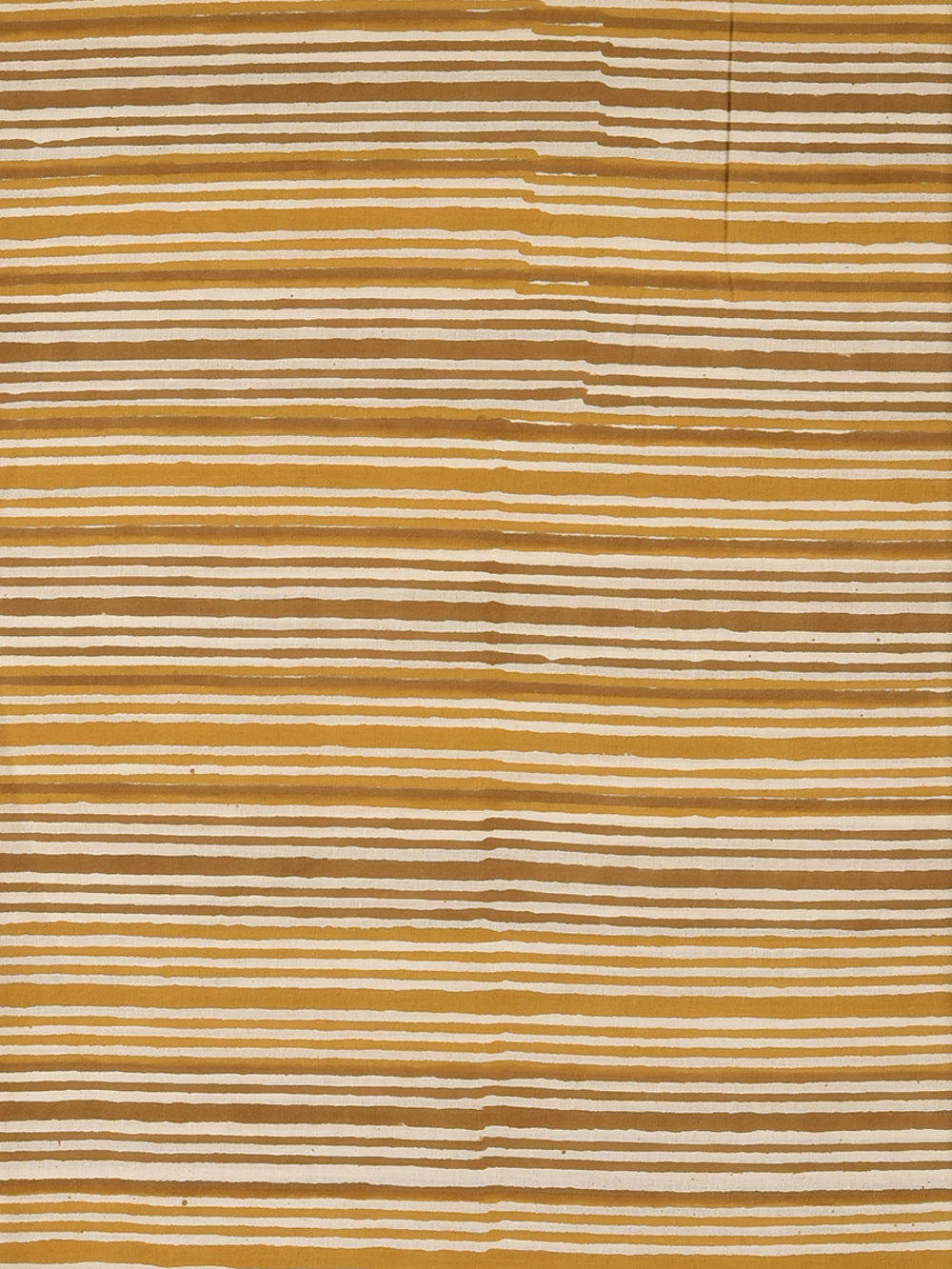 Bagru Yellow Dual Stripes Pattern Hand Block Printed Cotton Cambric Fabric