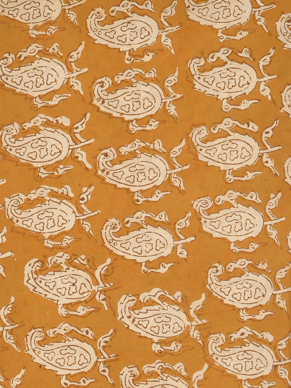 Bagru Yellow Kairi Paisley Pattern Hand Block Printed Cotton Cambric Fabric