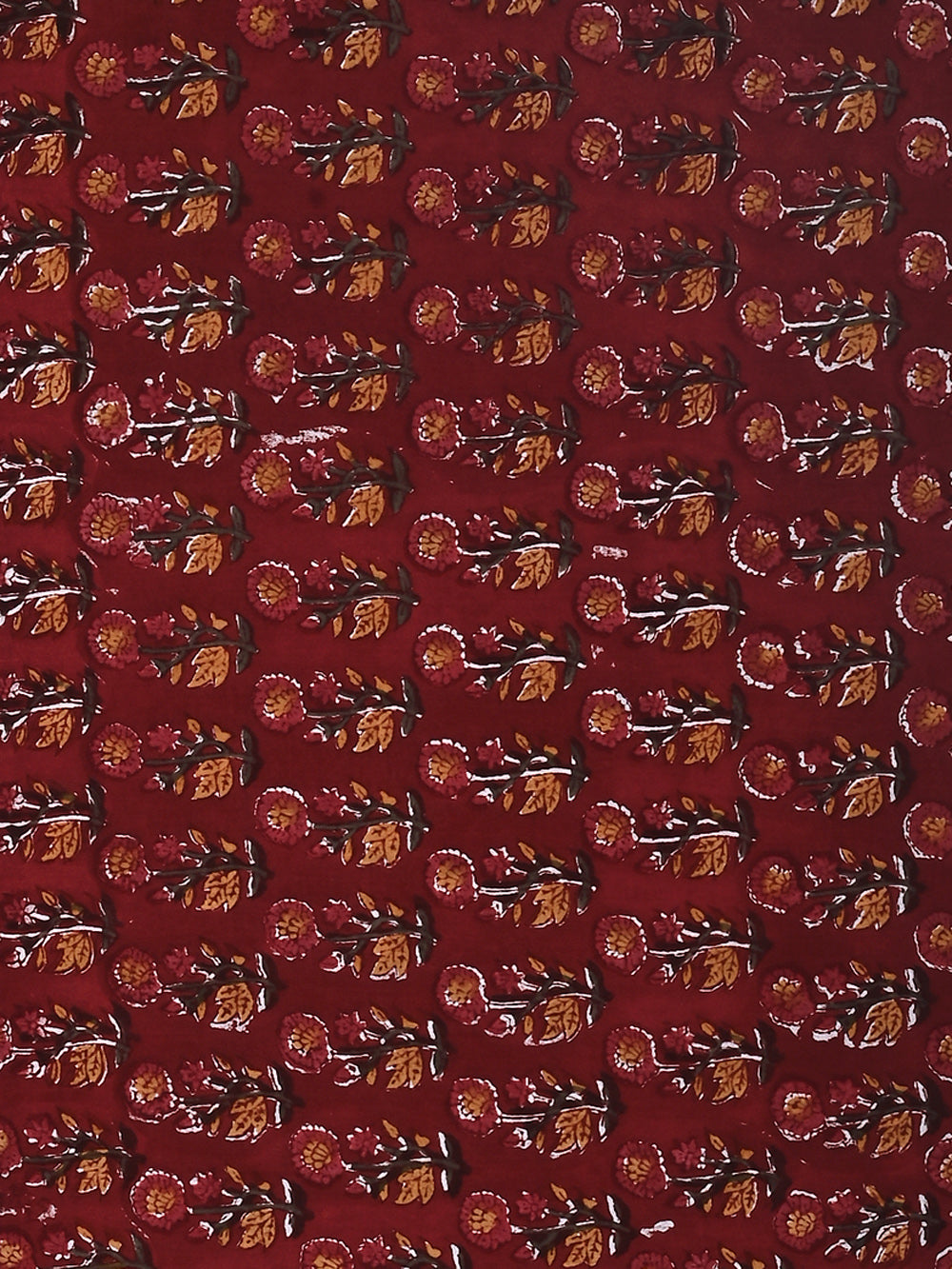 Red Mughal Flower Booti Pattern Cotton Cambric Sanganeri Hand Block Pr