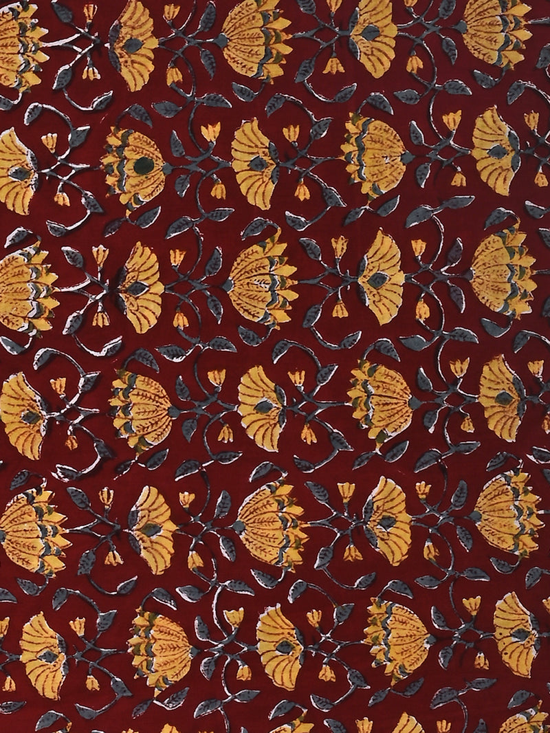 Red Flower Bloom Plant Booti Cotton Cambric Sanganeri Rapid Fabric main image 1