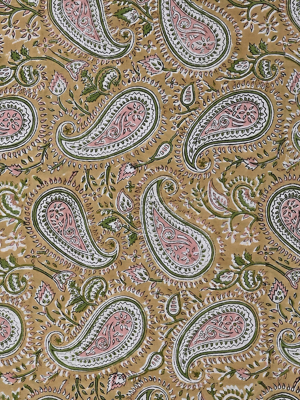 Yellow Gulab Kairi Jaal Pattern Cotton Cambric Sanganeri Hand Block Printed Fabric