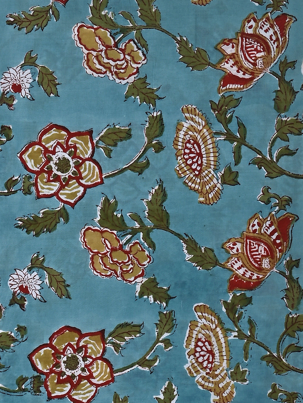 Blue Chintz Jaal Pattern Cotton Cambric Sanganeri Hand Block Printed Fabric