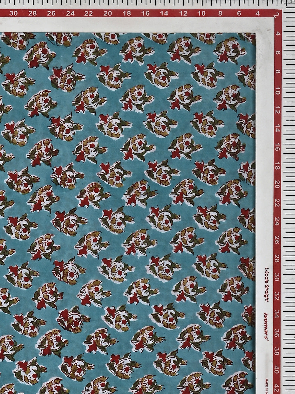 Blue Choti Booti Pattern Cotton Cambric Sanganeri Hand Block Printed Fabric