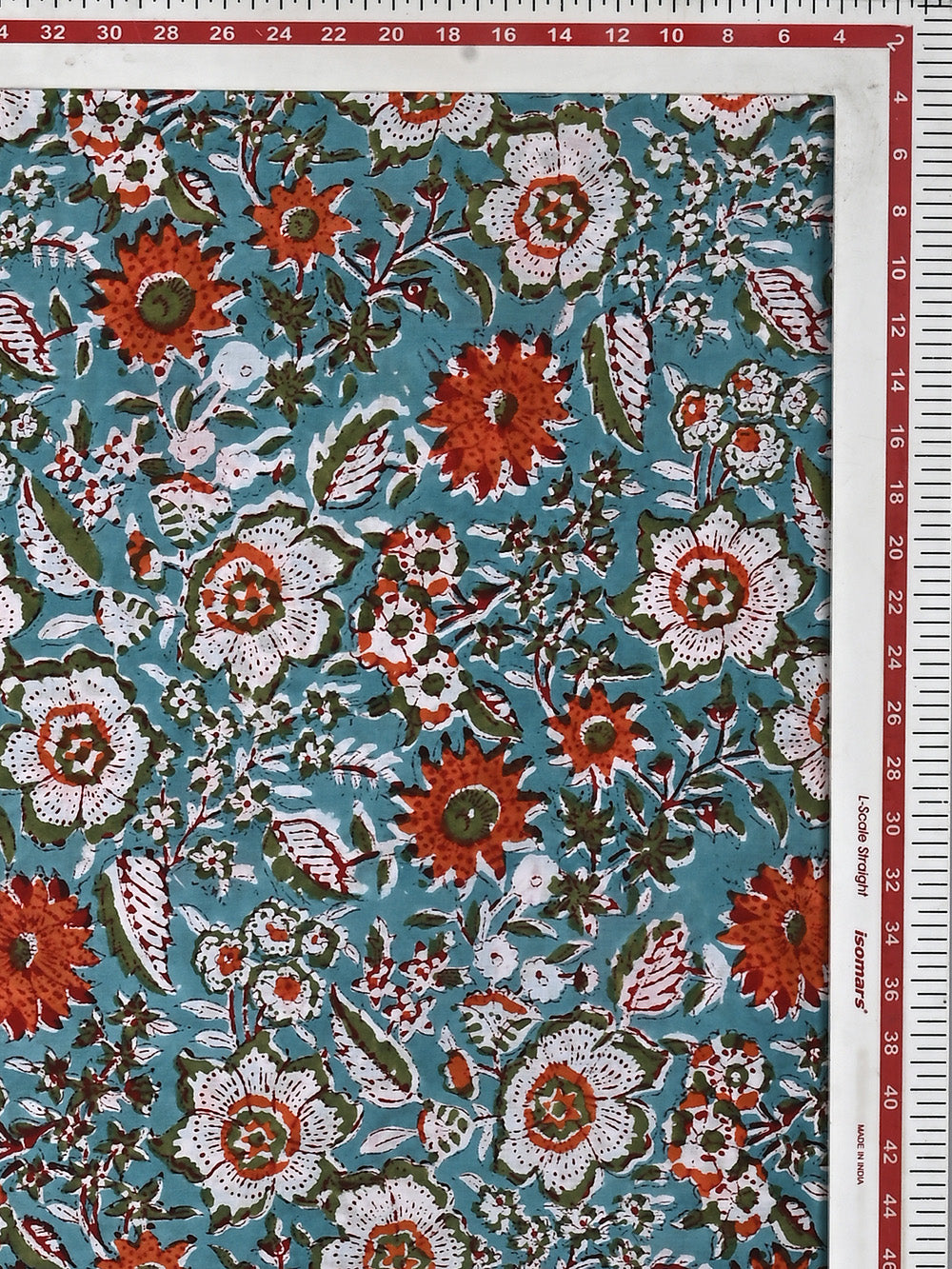 Blue Garden Jaal Pattern Cotton Cambric Sanganeri Hand Block Printed Fabric