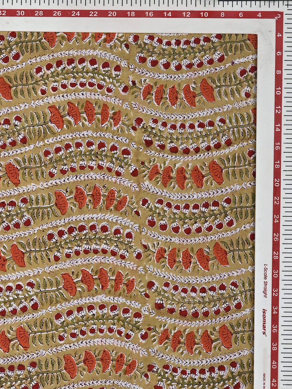 Yellow Bel Jaal Pattern Cotton Cambric Sanganeri Hand Block Printed Fabric