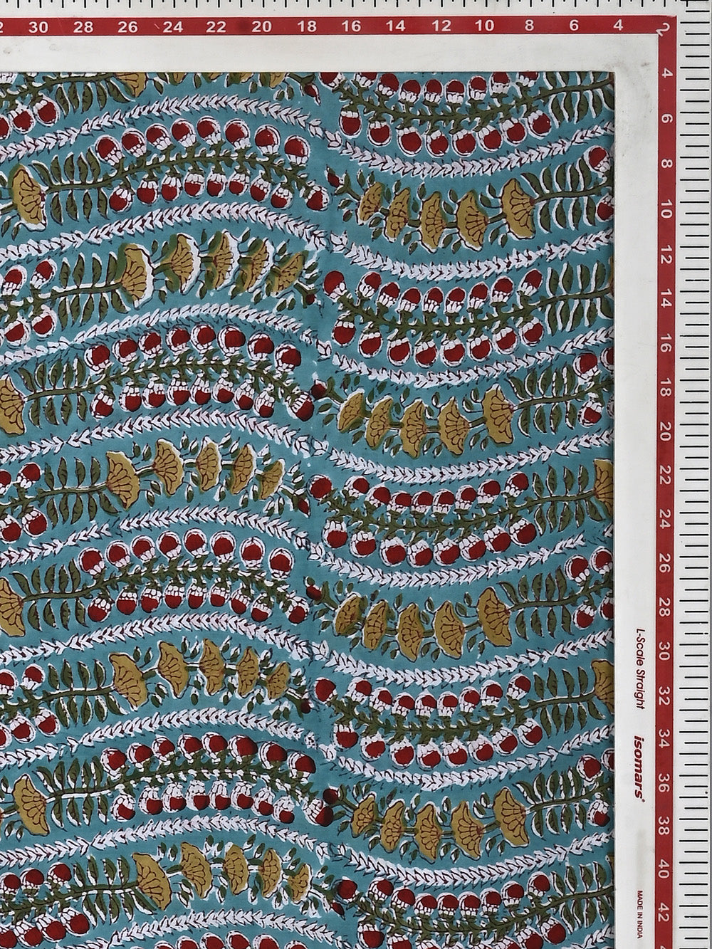 Blue Bel Jaal Pattern Cotton Cambric Sanganeri Hand Block Printed Fabric