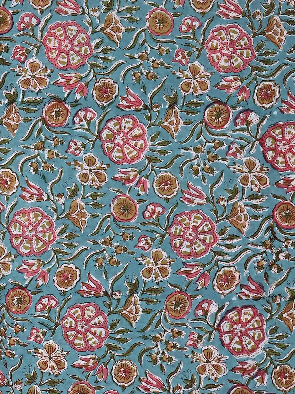 Blue Anokhi Jaal Pattern Cotton Cambric Sanganeri Hand Block Printed Fabric