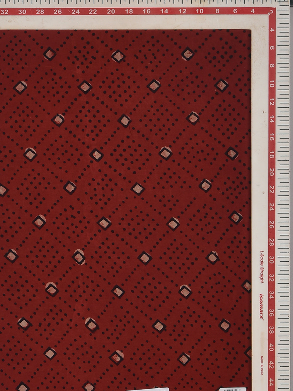 Ajrakh Maroon Chokdi Hand Printed Modal Fabric