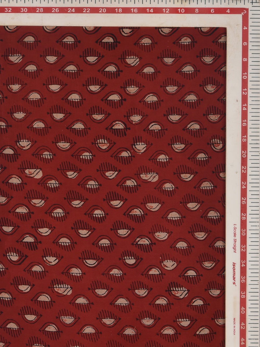 Ajrakh Red Half & Half Paan Ka patta Hand Printed Modal Fabric