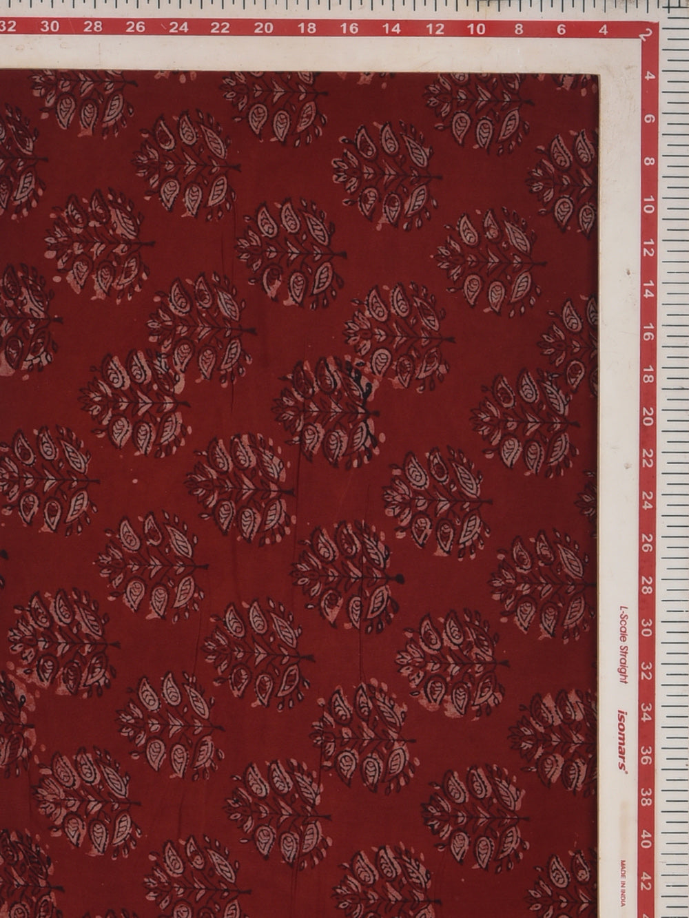 Ajrakh Maroon Boota Hand Printed Modal Fabric