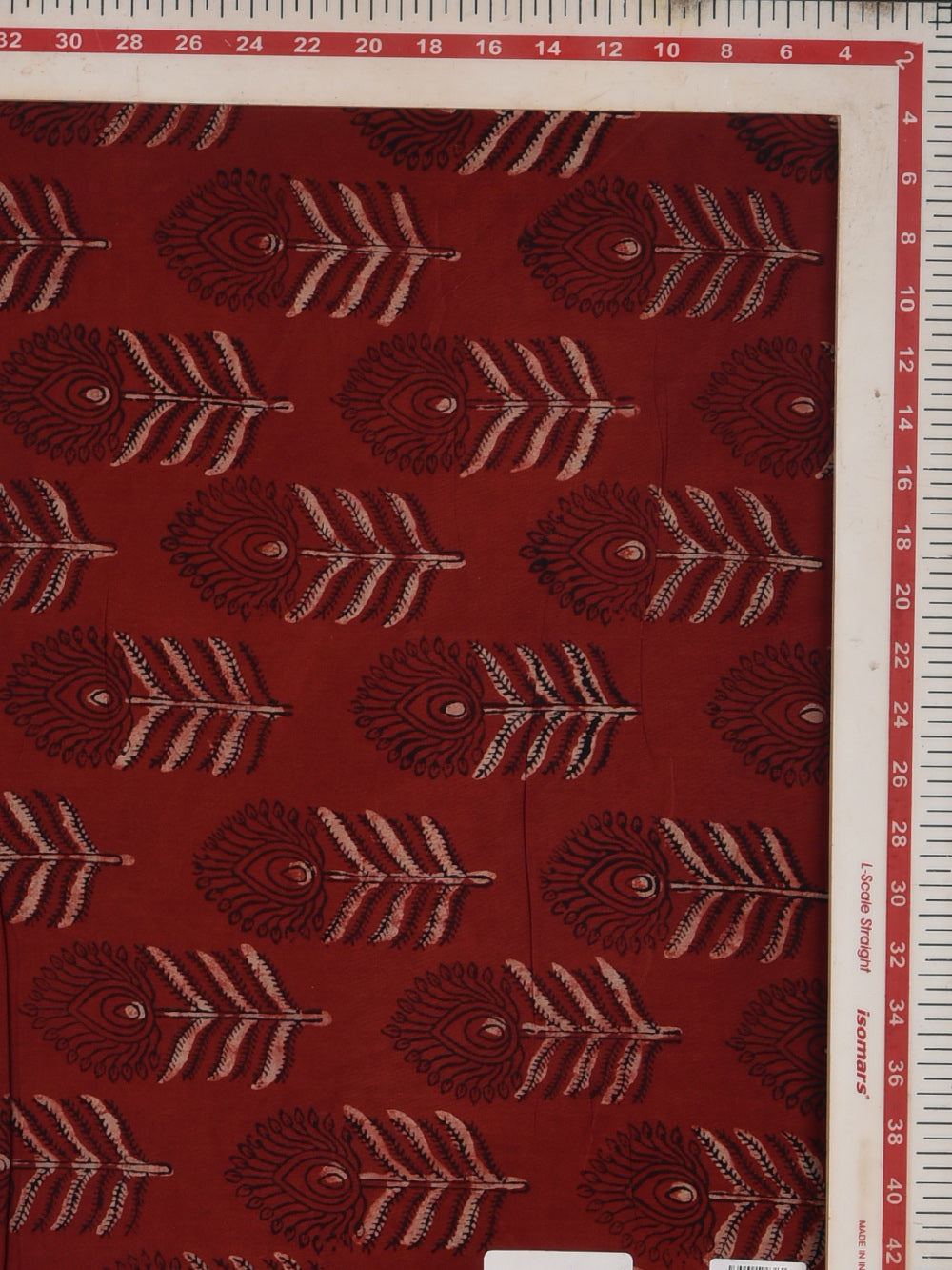 Ajrakh Maroon Morpankh Hand Printed Modal Fabric