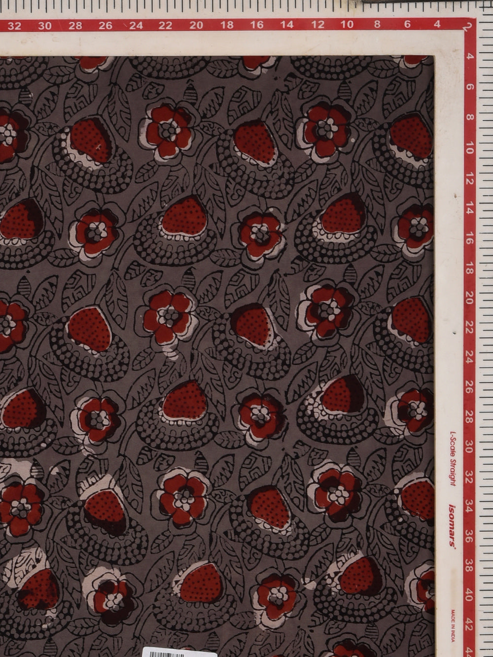 Grey Hearty Jaal Hand Printed Modal Fabric
