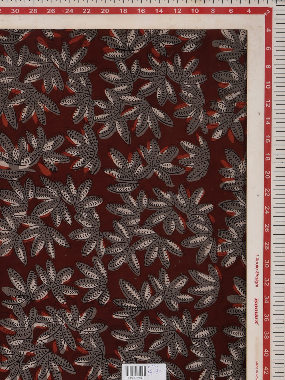 Kalamkari Maroon Jaal Hand Printed Modal Fabric