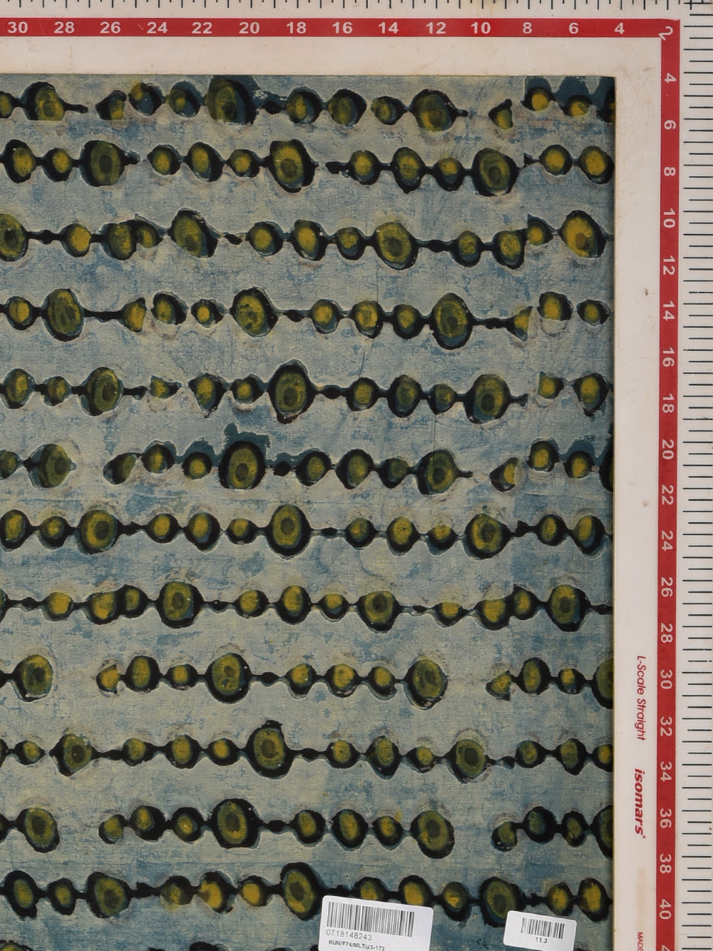 Ajrakh Multani Indigo Beads Hand Printed Modal Fabric