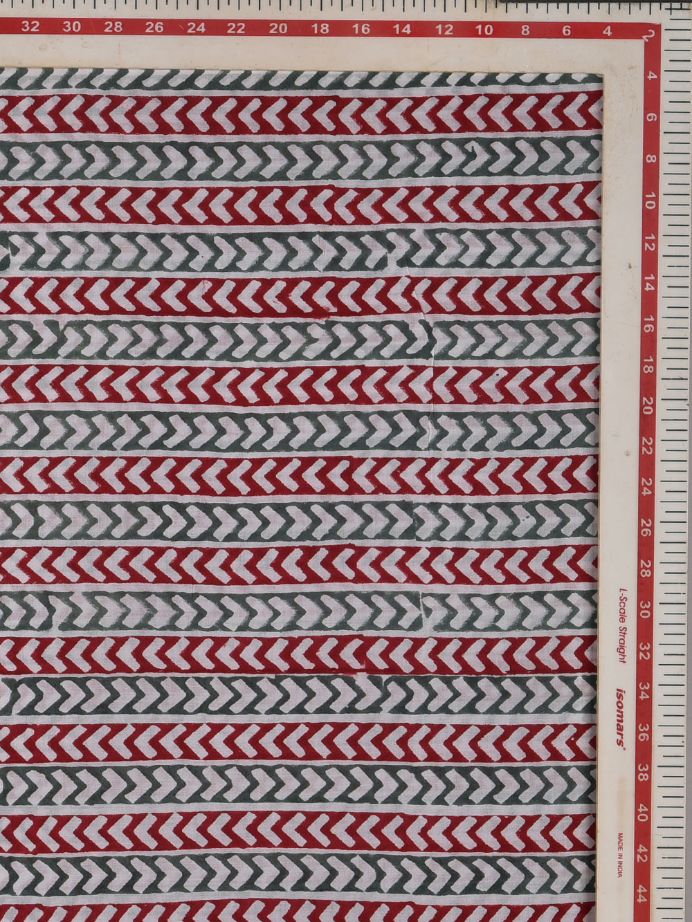 Red Blue Arrow Parcha Hand Printed Modal Fabric