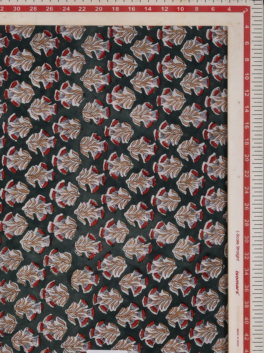 Dark Green Guldasta Booti Hand Printed Modal Fabric