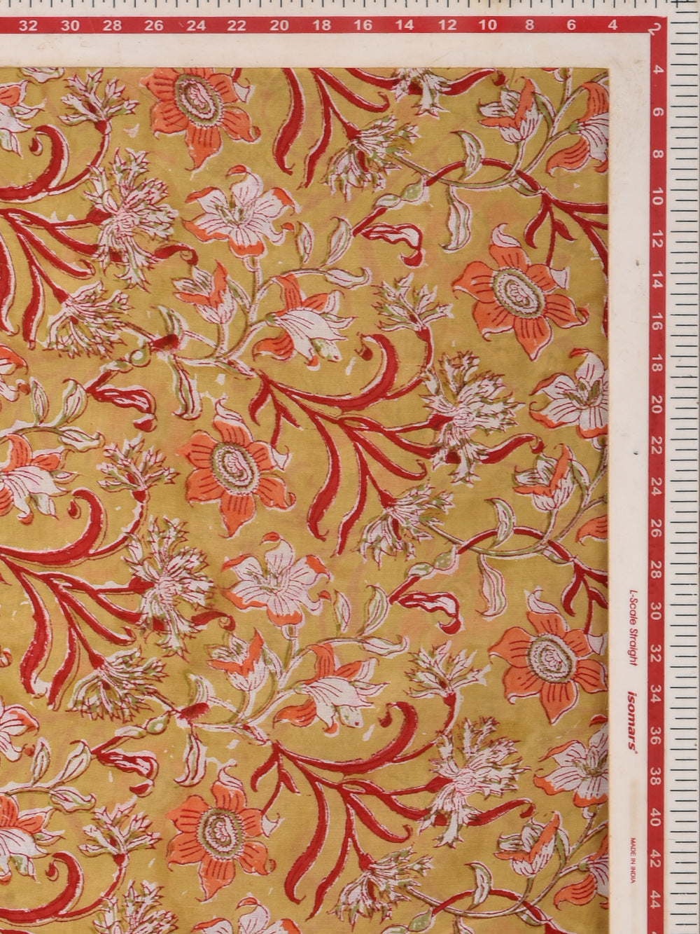 Orange Flower Jaal Hand Printed Modal Fabric