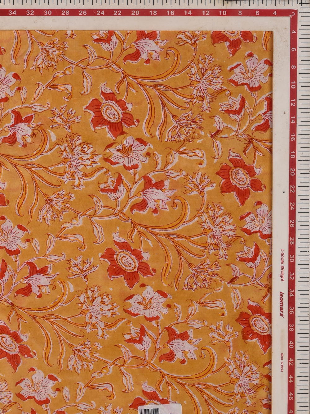Yellow Flower Jaal Hand Printed Modal Fabric
