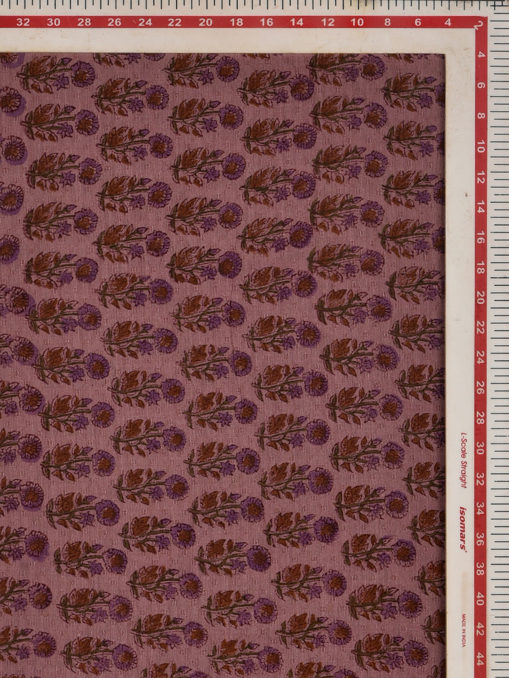 Mauve Choti Begum Booti Cotton Dobby Mangalgiri Sanganeri Hand Block Printed Fabric