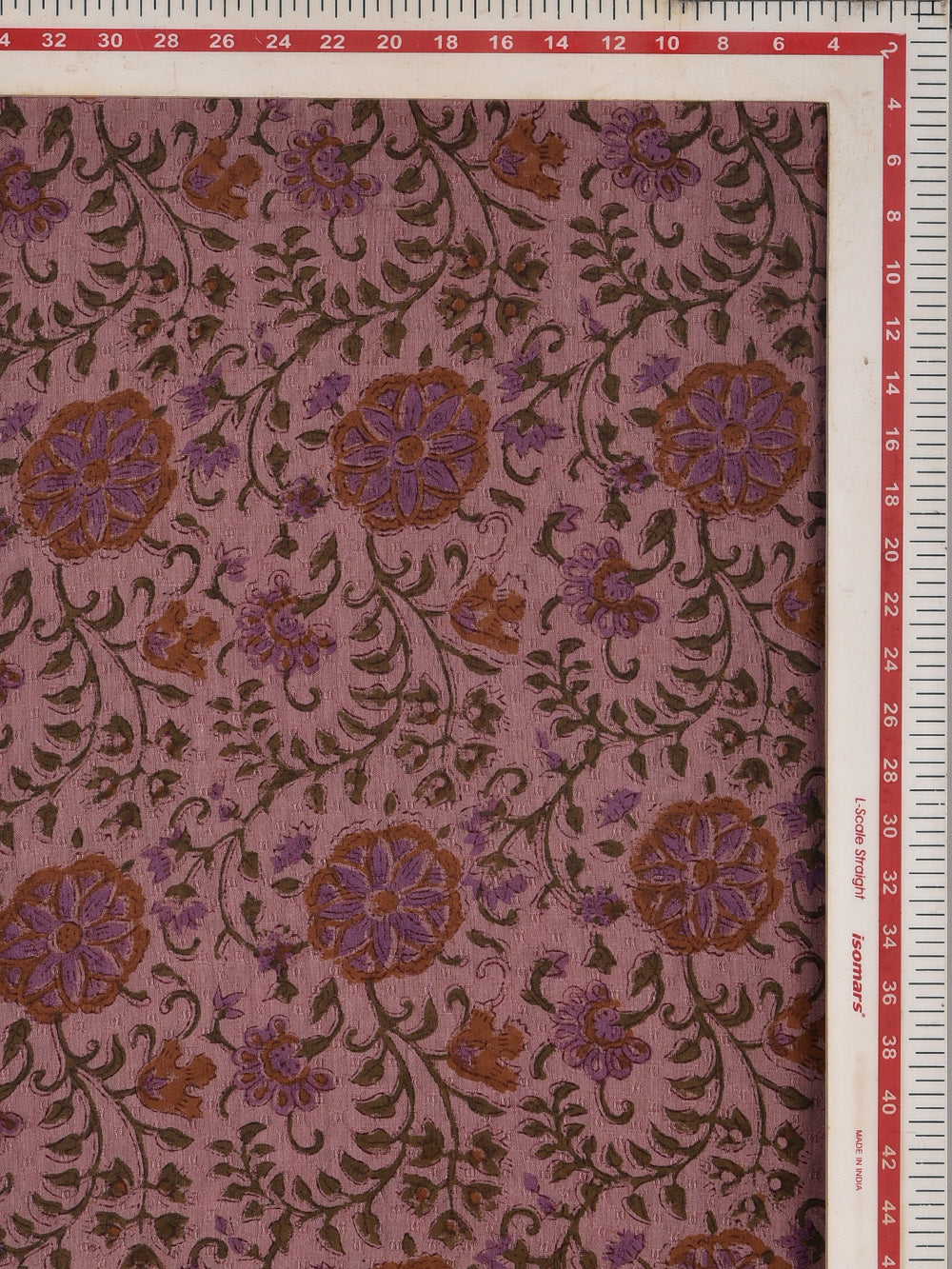Dusty Pink Jaal Cotton Dobby Mangalgiri Sanganeri Hand Block Printed Fabric