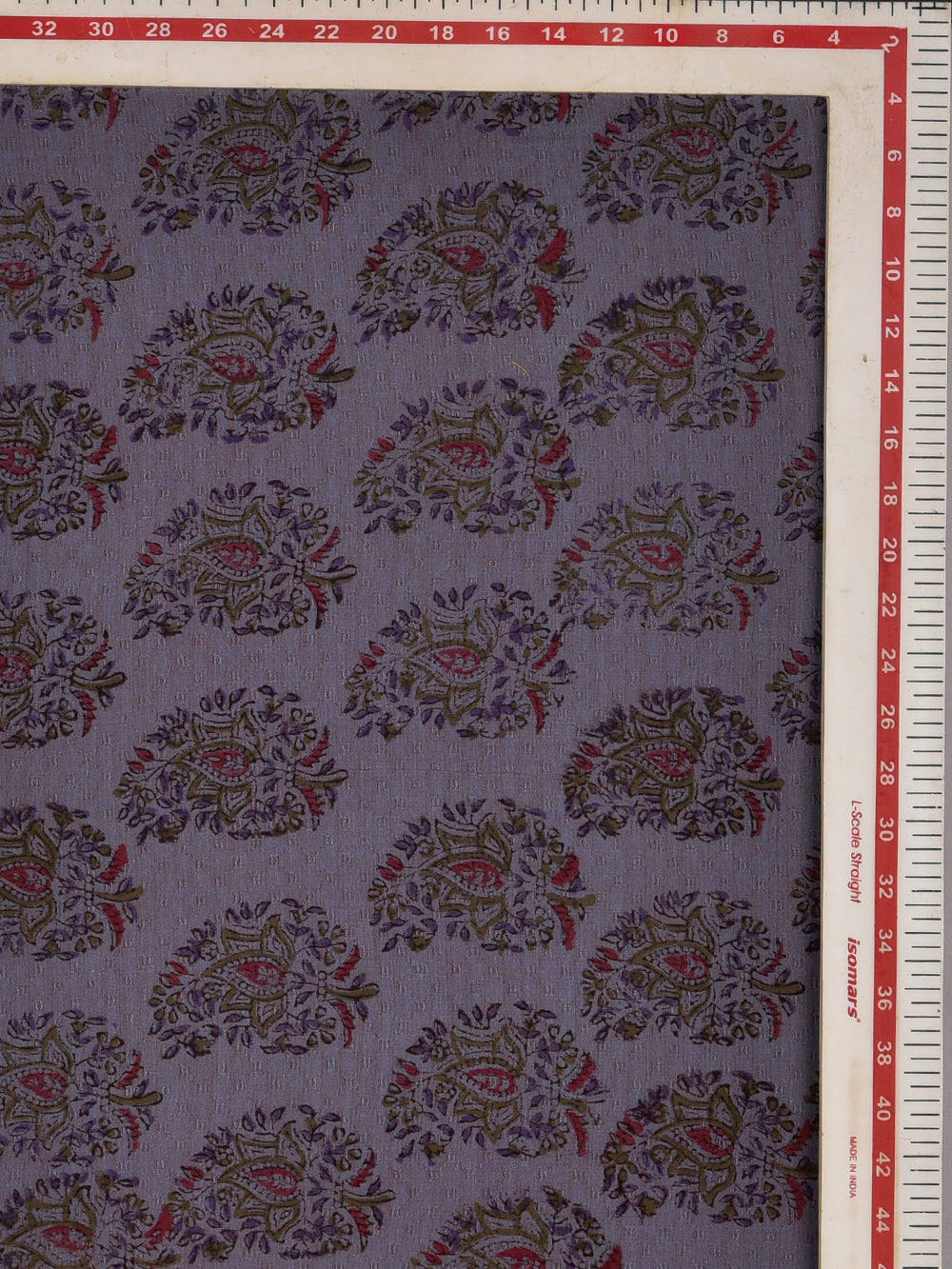 Greyish Lavendar Scattered Boota Cotton Dobby Mangalgiri Sanganeri Hand Block Printed Fabric
