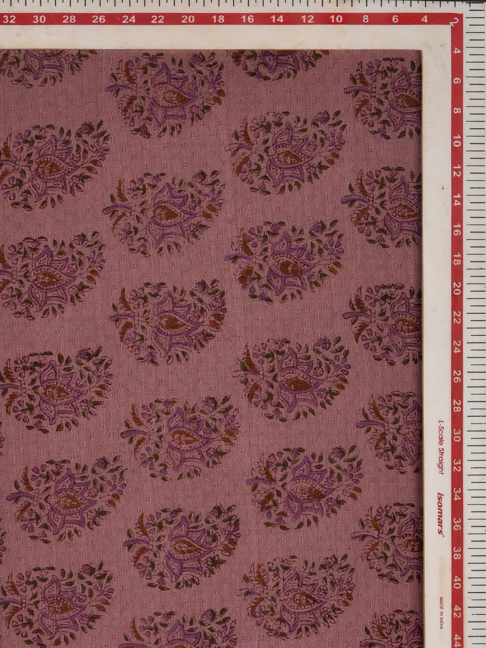 Mauve Scattered Boota Cotton Dobby Mangalgiri Sanganeri Hand Block Printed Fabric