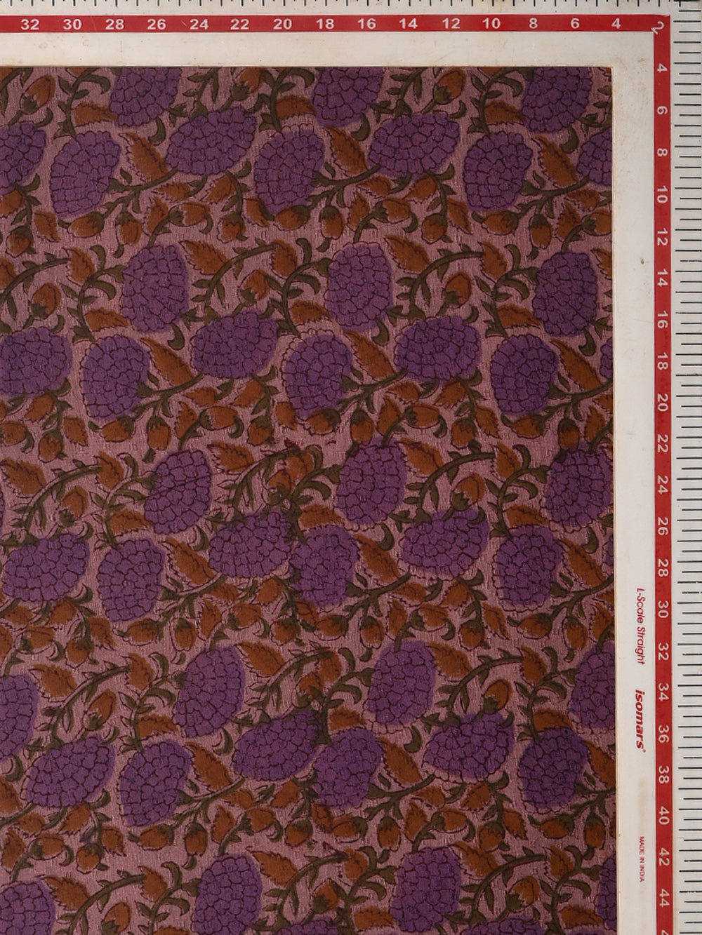 Mauve Marigold Cotton Dobby Mangalgiri Sanganeri Hand Block Printed Fabric