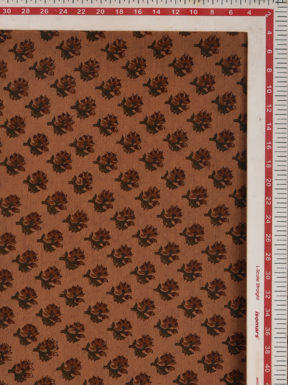 Rust Brown Booti Cotton Dobby Mangalgiri Sanganeri Hand Block Printed Fabric