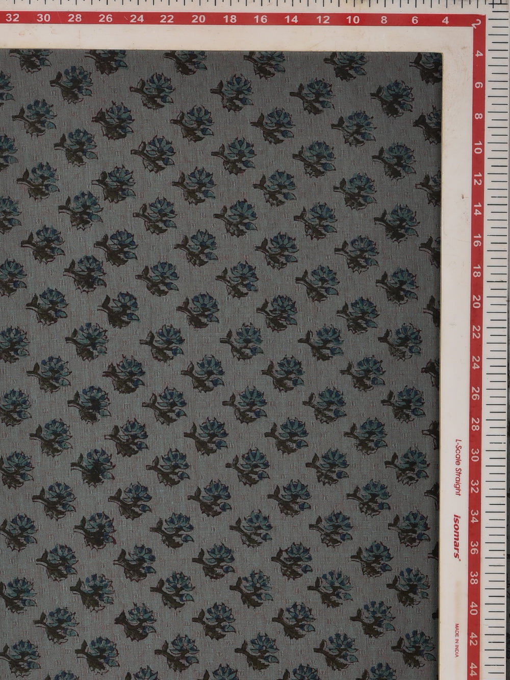 Steel Blue Booti Cotton Dobby Mangalgiri Sanganeri Hand Block Printed Fabric