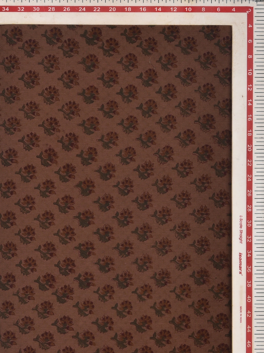 Earthy Brown Booti Cotton Dobby Mangalgiri Sanganeri Hand Block Printed Fabric