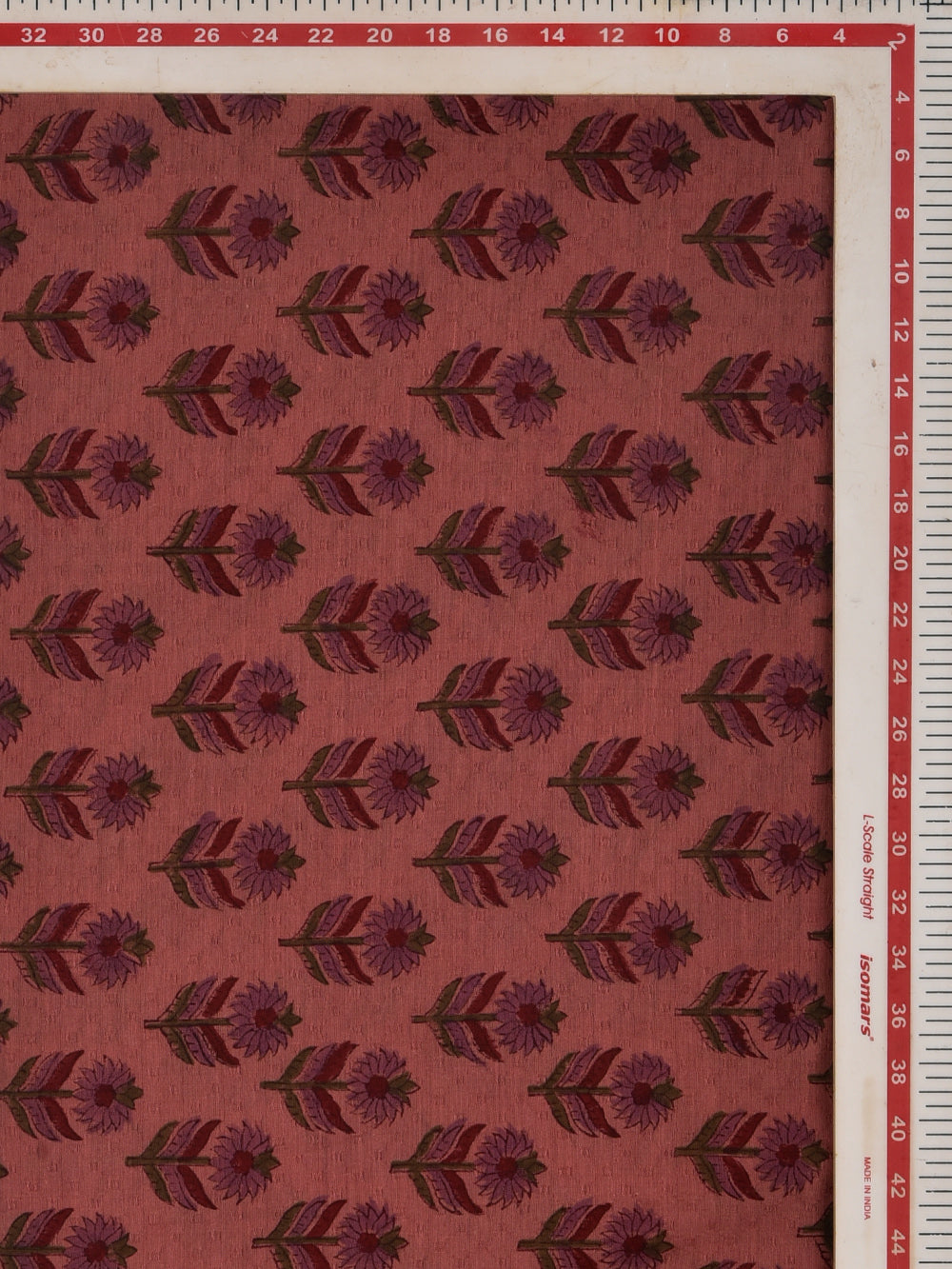Antique Pink Surajmukhi Cotton Dobby Mangalgiri Sanganeri Hand Block Printed Fabric