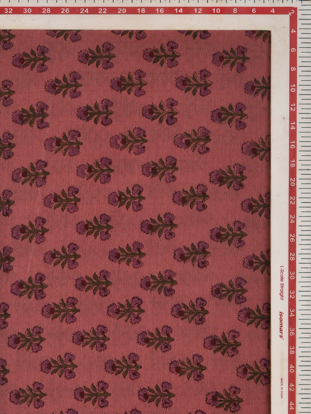 Antique Pink Guldasta Cotton Dobby Mangalgiri Sanganeri Hand Block Printed Fabric
