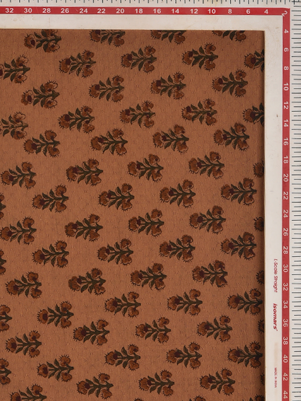 Burnt Orange Guldasta Cotton Dobby Mangalgiri Sanganeri Hand Block Printed Fabric