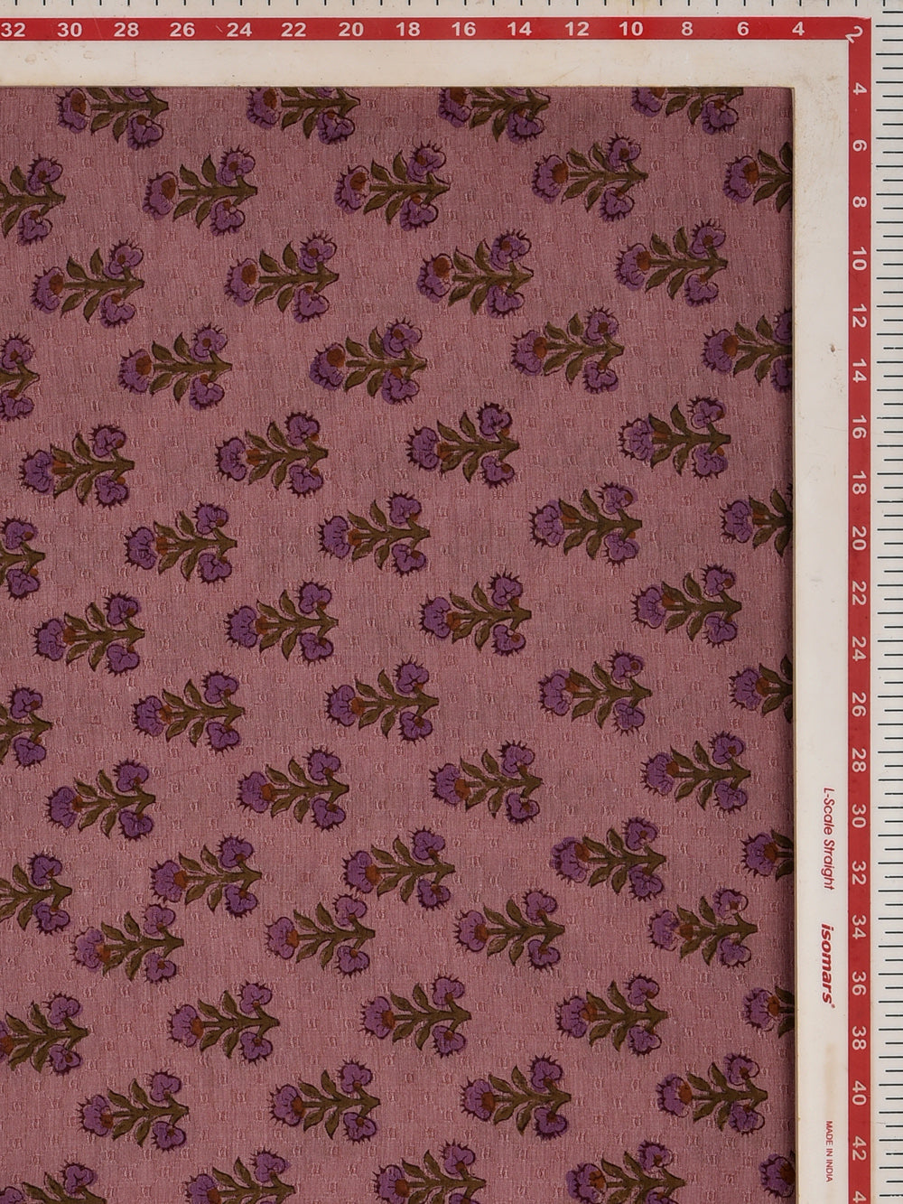 Mauve Guldasta Cotton Dobby Mangalgiri Sanganeri Hand Block Printed Fabric