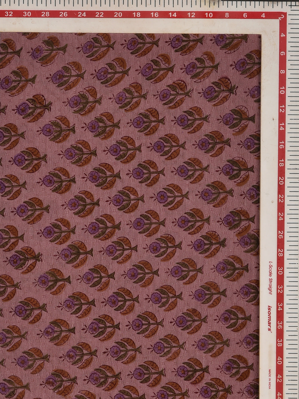 Mauve Buti Cotton Dobby Mangalgiri Sanganeri Hand Block Printed Fabric