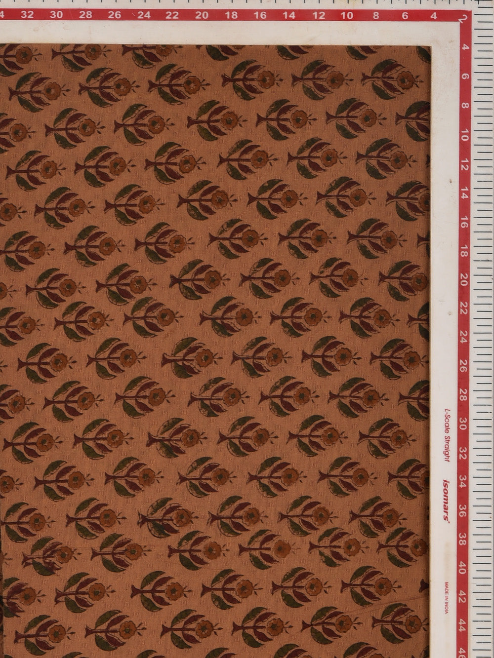Rust Orange Buti Cotton Dobby Mangalgiri Sanganeri Hand Block Printed Fabric