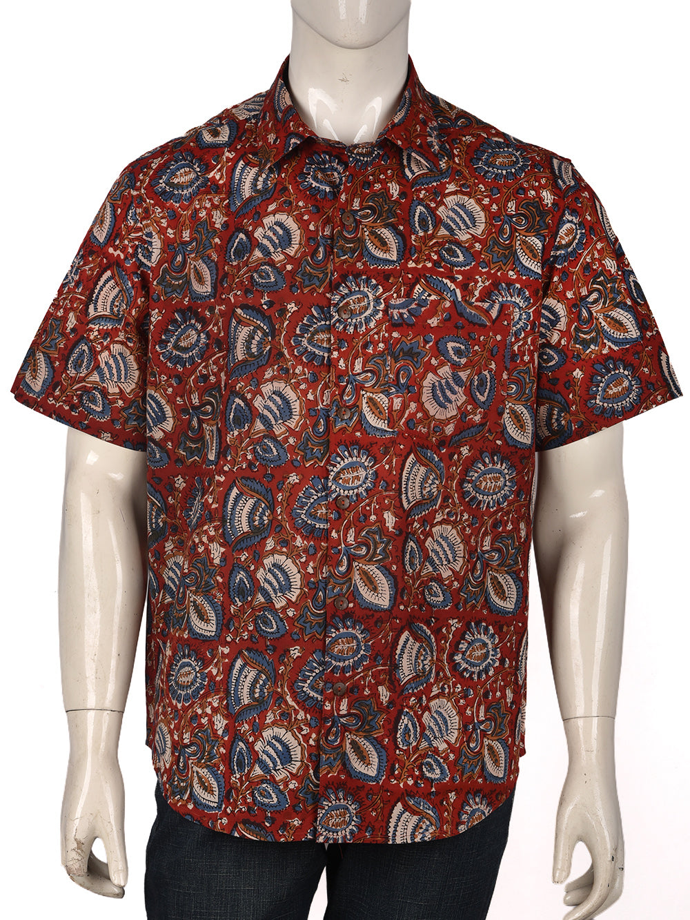 Bagru Jaal Cotton Mens Half Sleeve Shirts