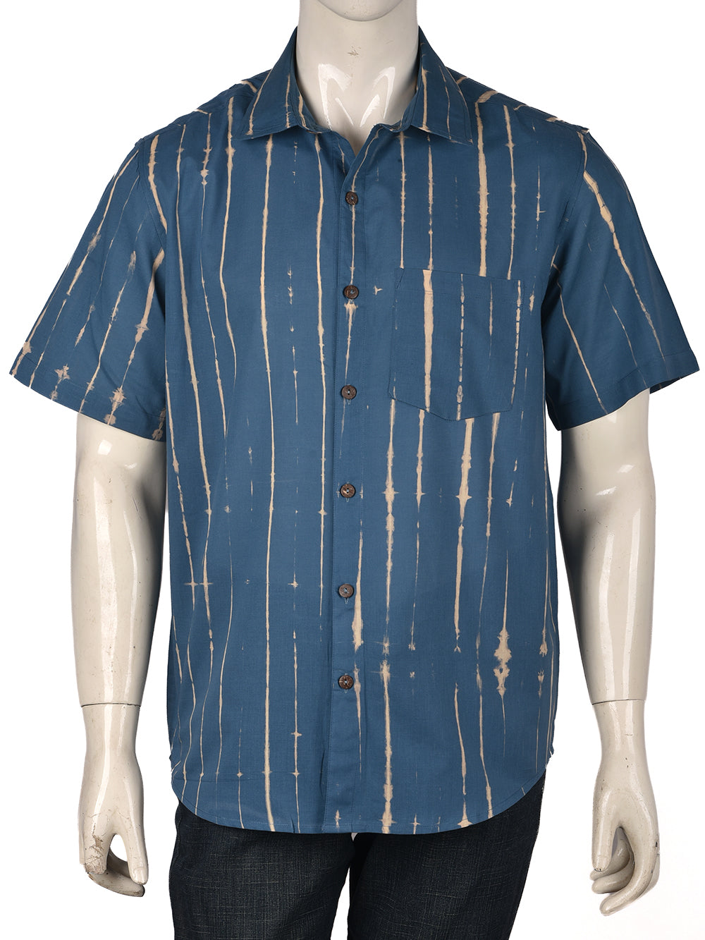 Indigo Tie & Dye Cotton Mens Half Sleeve Shirts