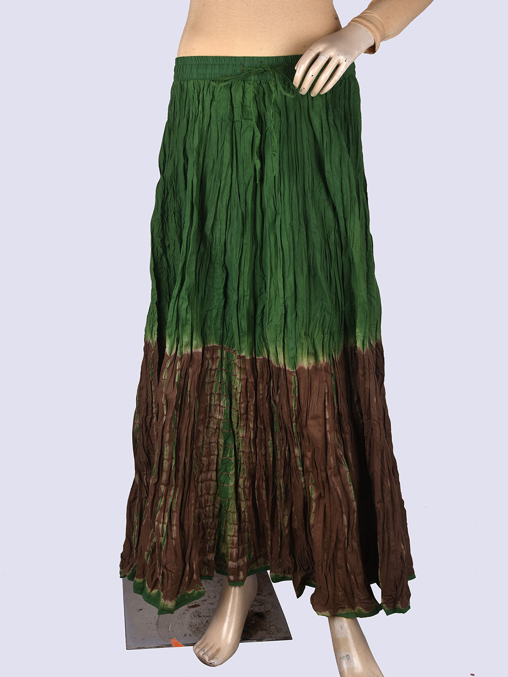 Green Tie & Dye Crinkled Cotton 28 Kali Kalidaar Skirt