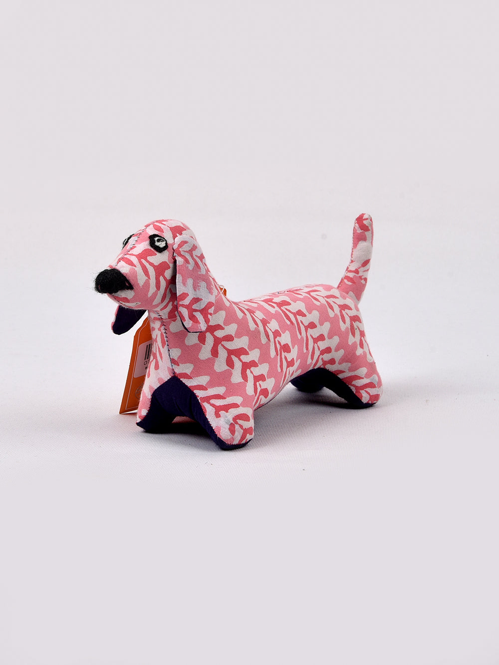 Dog Pink Hand Block Printed Fabric Soft Toy