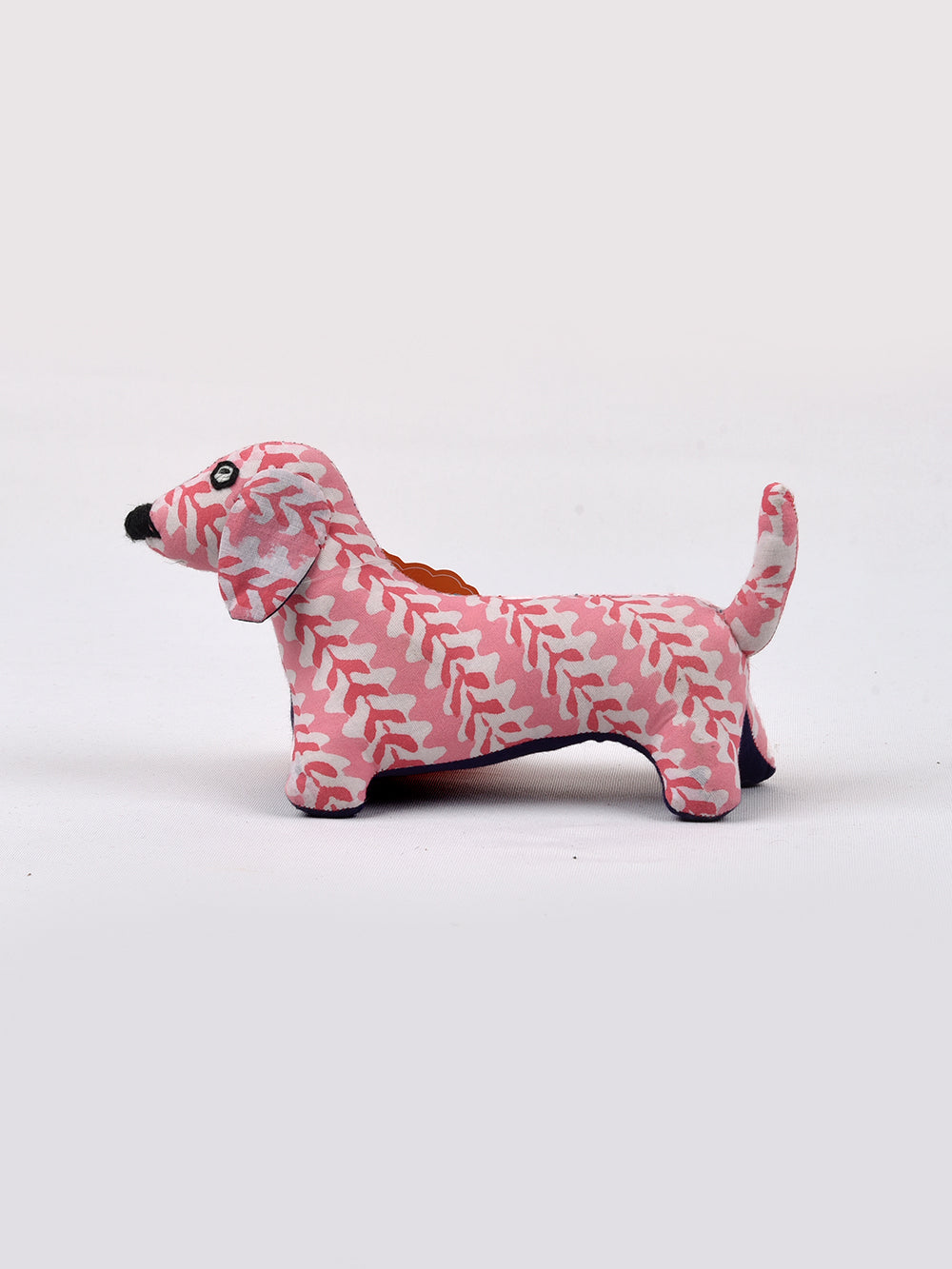 Dog Pink Hand Block Printed Fabric Soft Toy