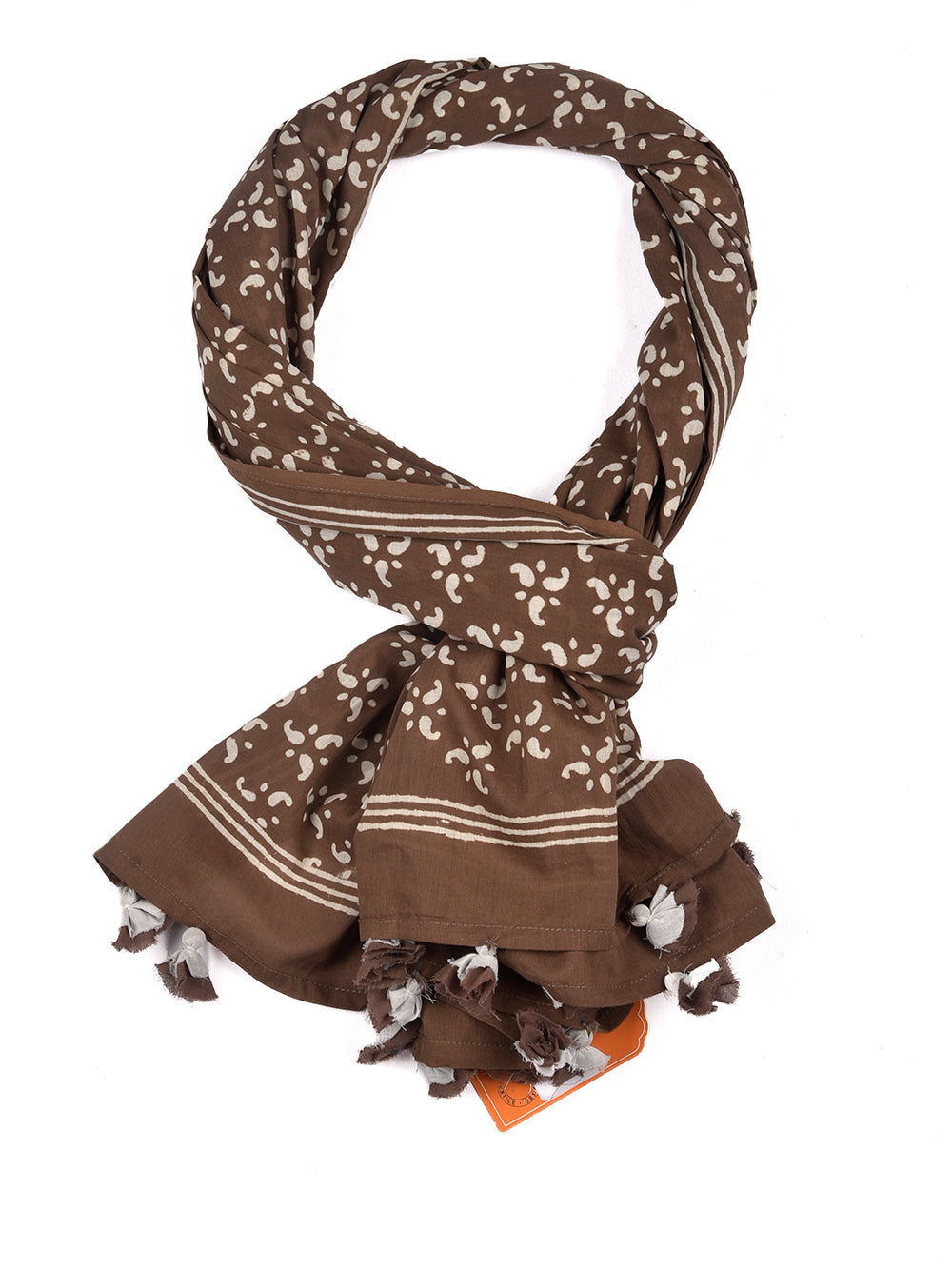 Grey Small Kairi Cotton Voile Block Printed Stole