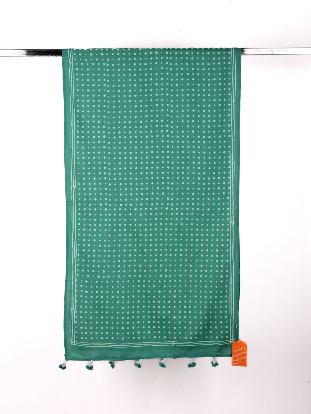 Aqua Polka Dots Cotton Voile Block Printed Stole