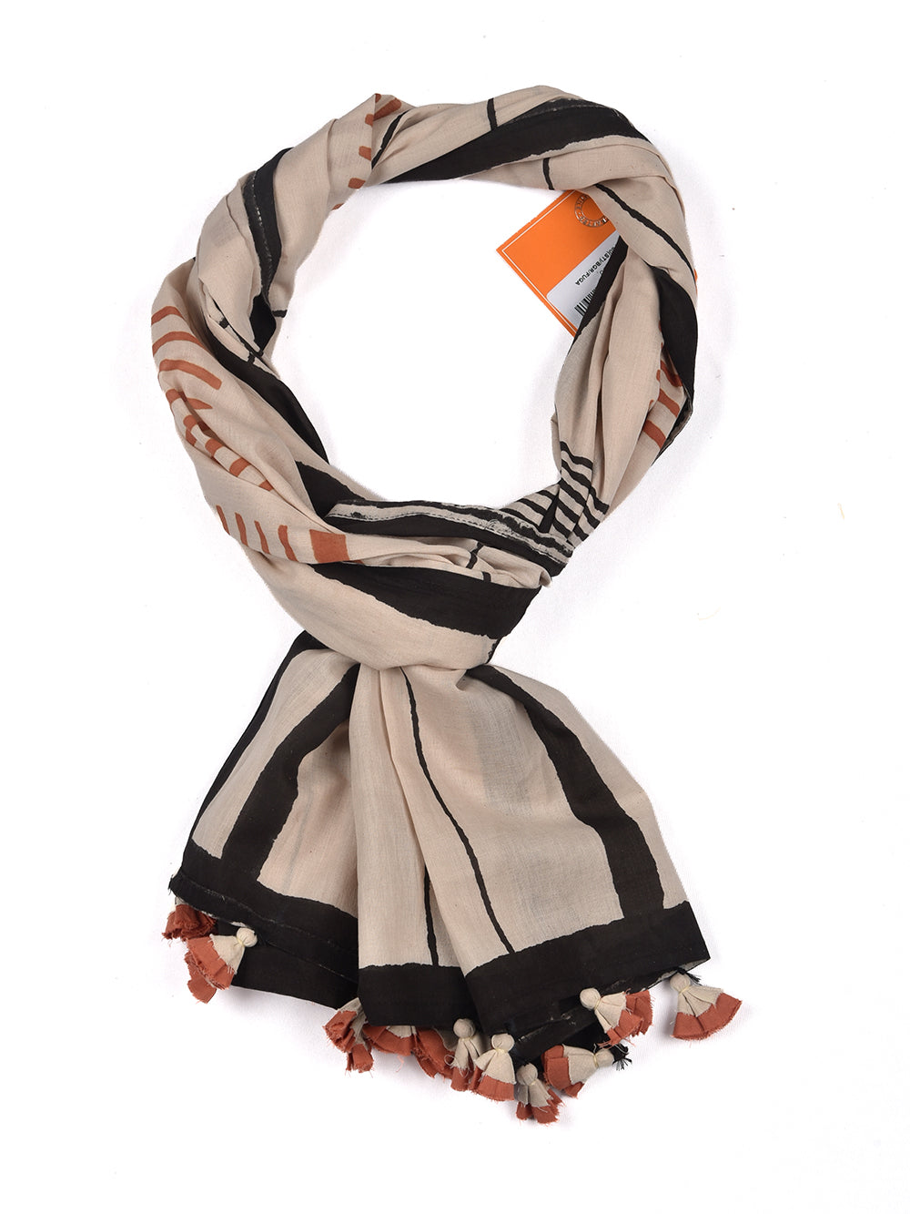 Bagru Parallels Cotton Voile Block Printed Stole