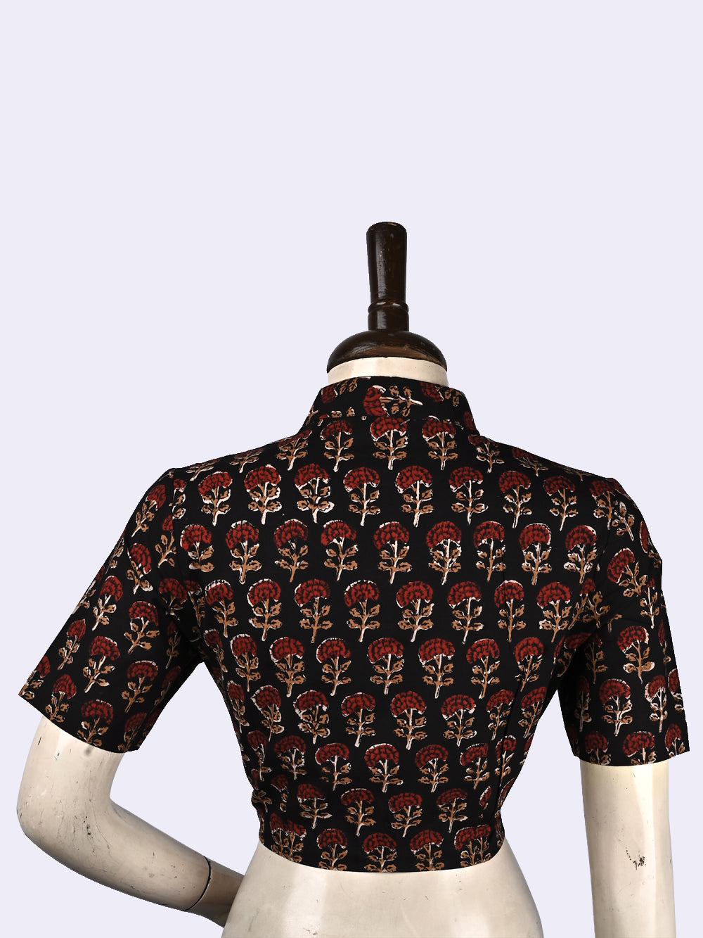 Black Marigold Hand Block Printed Cotton Blouse