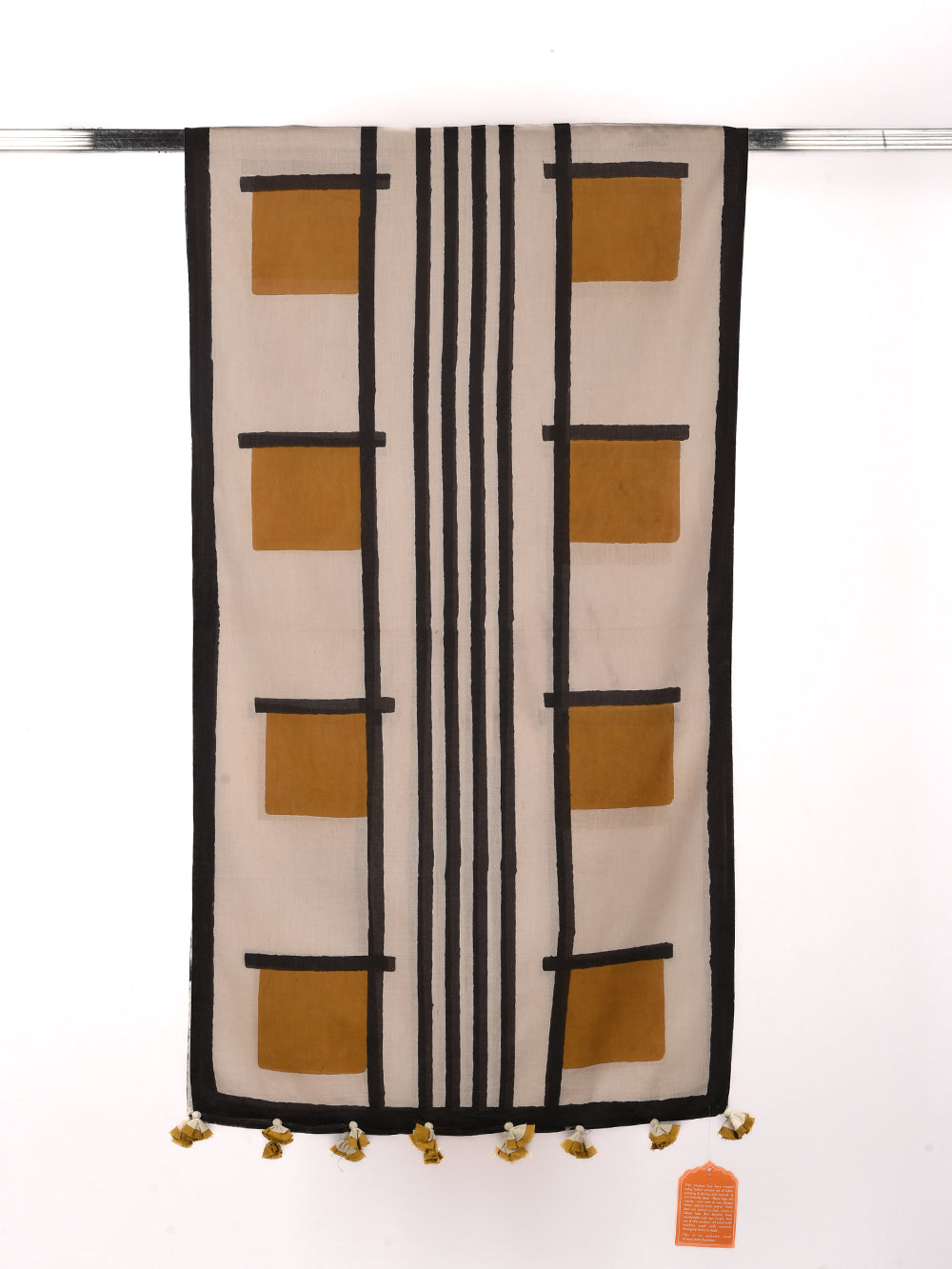 Bagru Mondrian Square Cotton Voile Block Printed Stole
