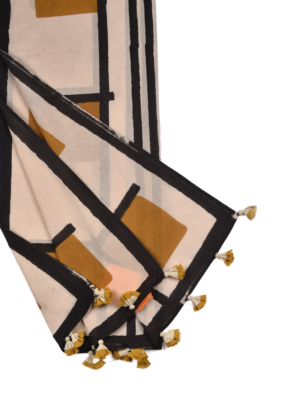Bagru Mondrian Square Cotton Voile Block Printed Stole