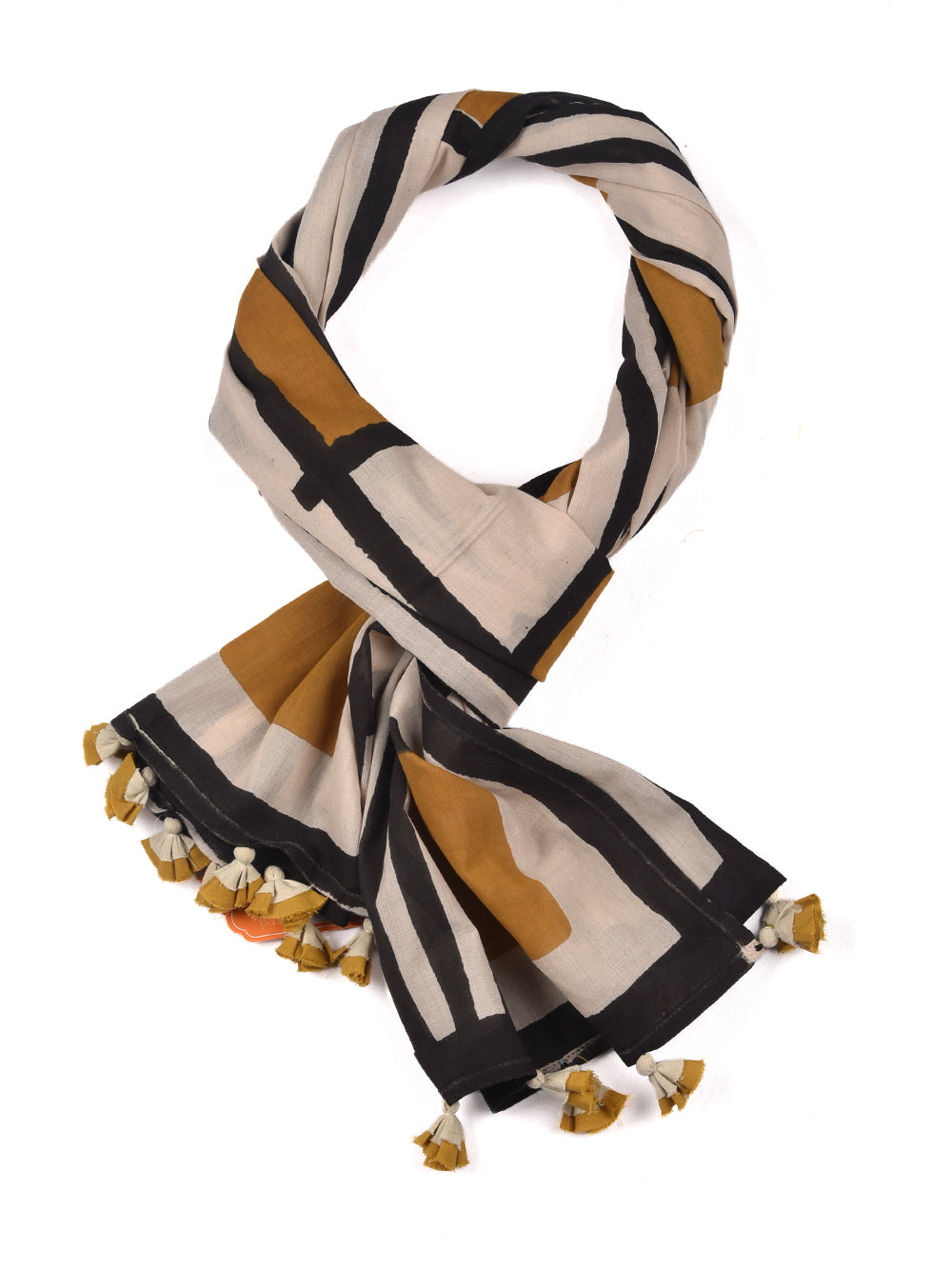 Bagru Mondrian Square Cotton Voile Block Printed Stole